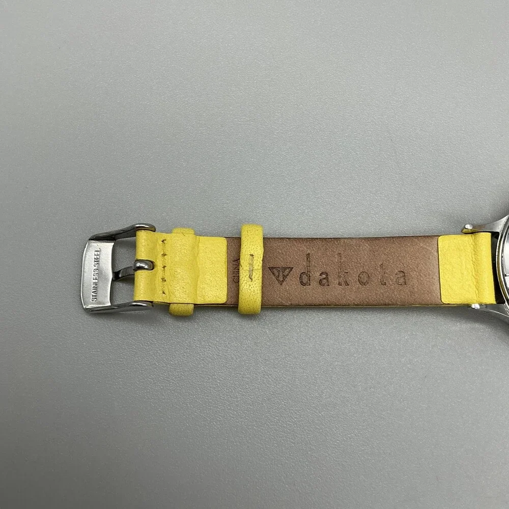 Dakota Womens Watch 36mm Yellow Sunburst Dial Leather 139900 New Battery